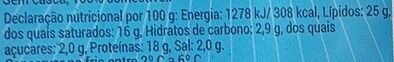 Foto da tabela nutricional