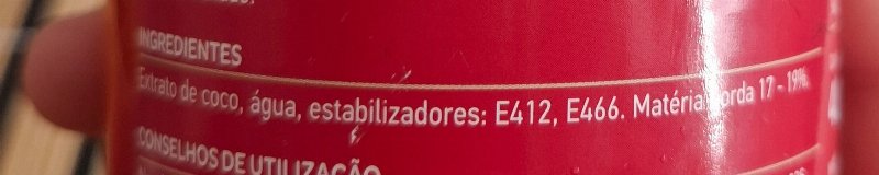 Foto da lista de ingredientes