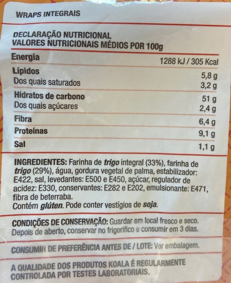 Foto da tabela nutricional