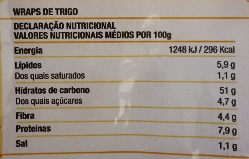 Foto da tabela nutricional