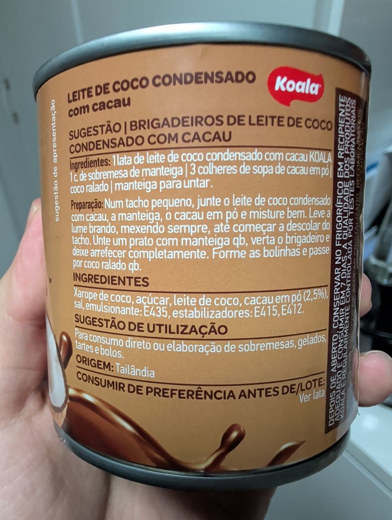 Foto da lista de ingredientes