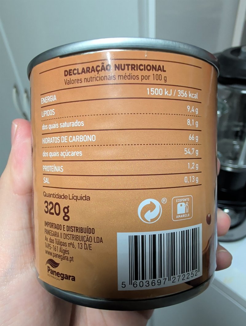 Foto da tabela nutricional
