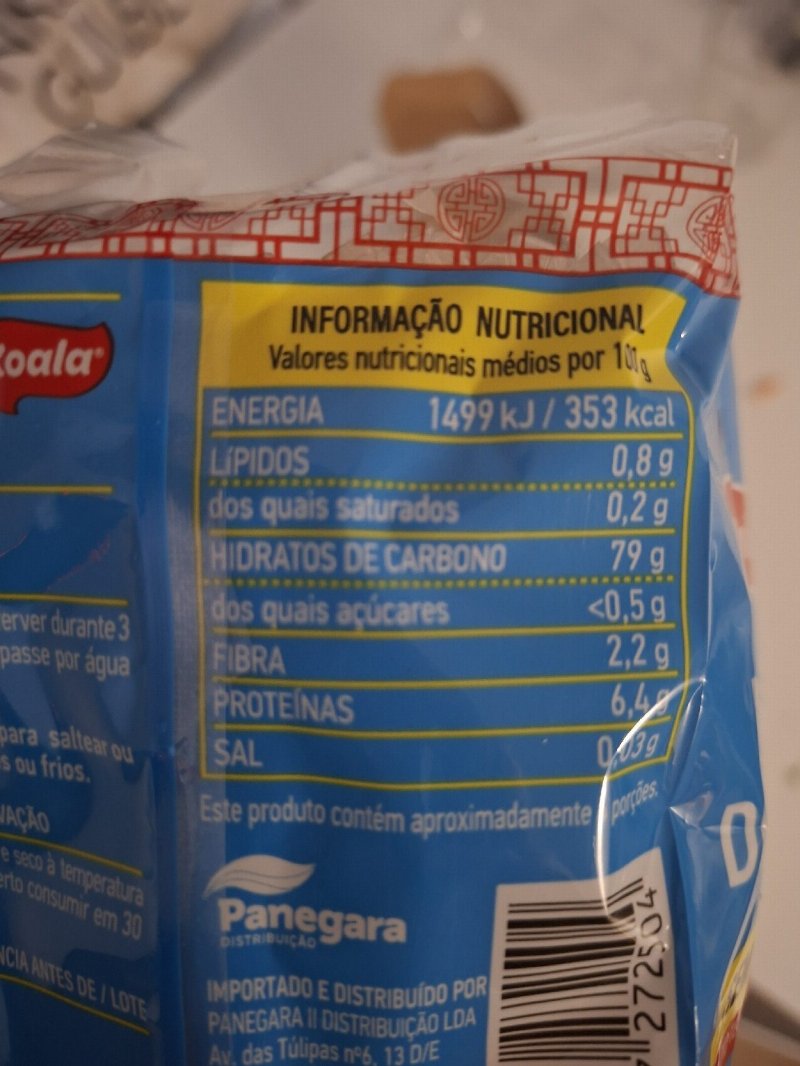 Foto da tabela nutricional