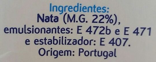 Foto da lista de ingredientes