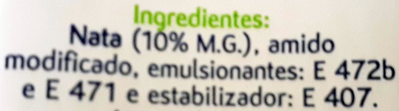 Foto da lista de ingredientes