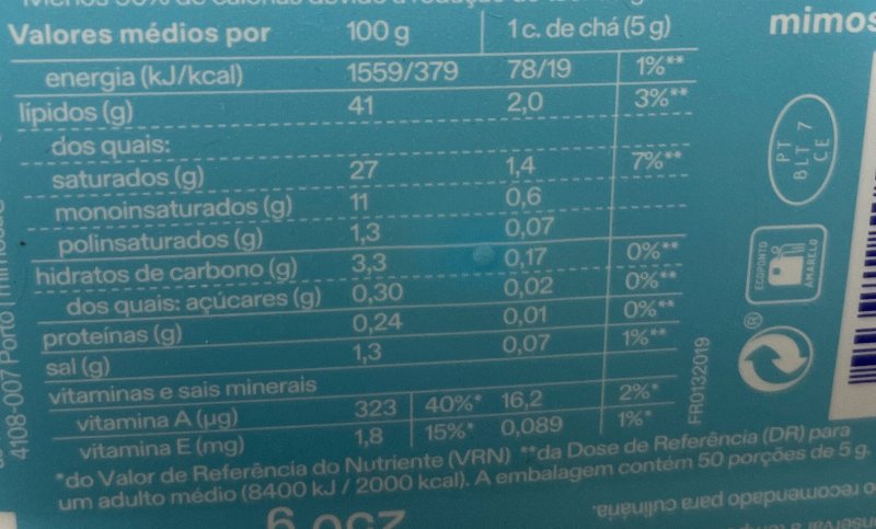 Foto da tabela nutricional
