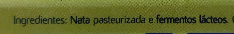 Foto da lista de ingredientes