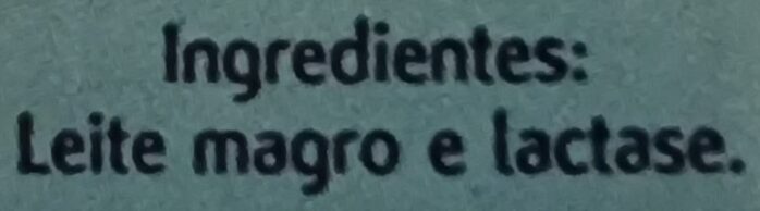 Foto da lista de ingredientes