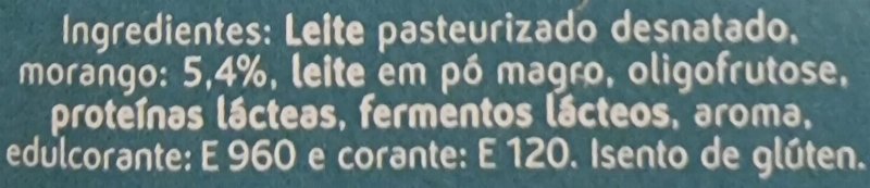 Foto da lista de ingredientes