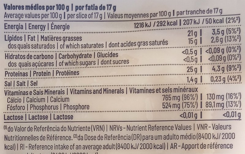 Foto da tabela nutricional