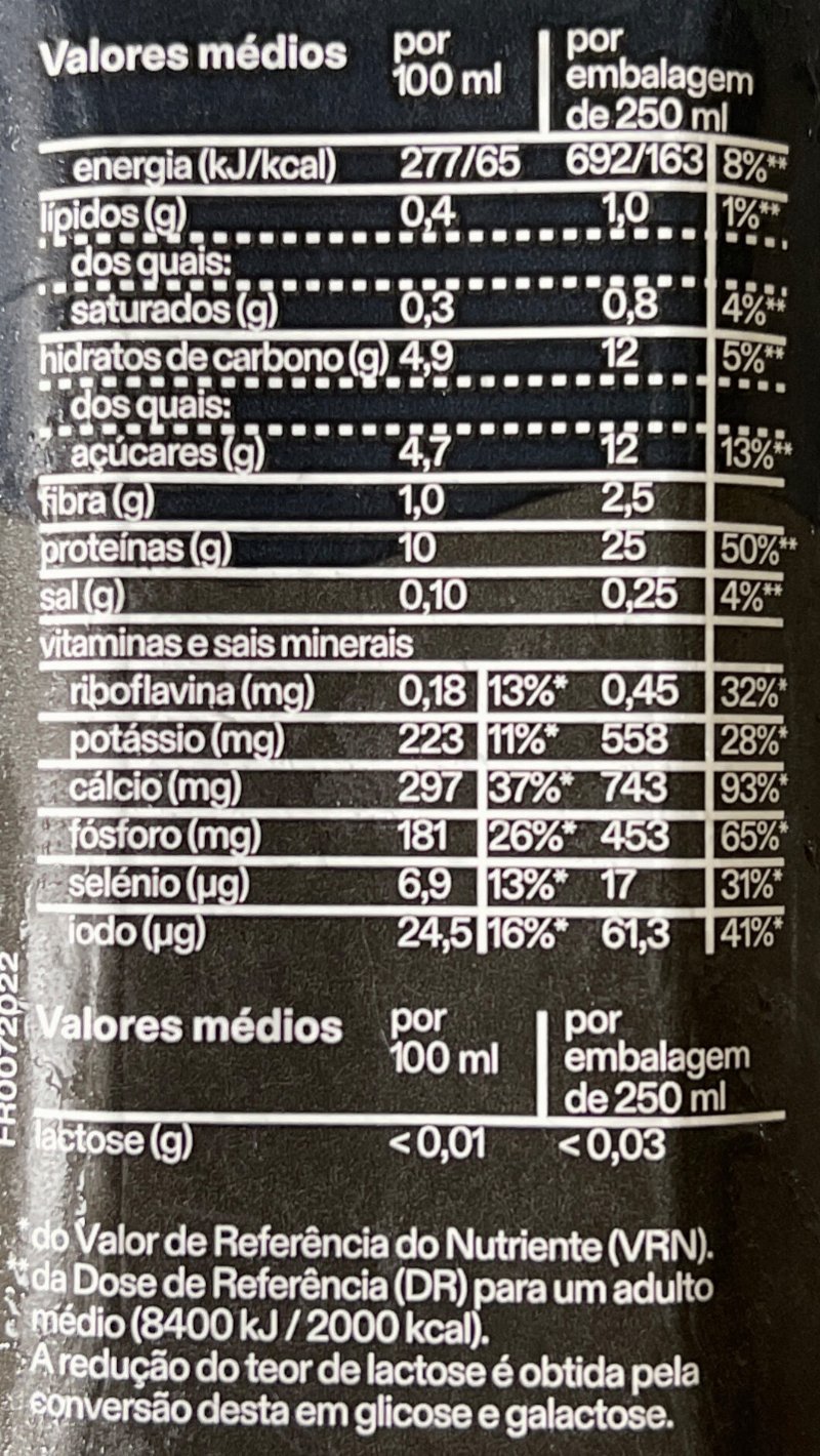 Foto da tabela nutricional