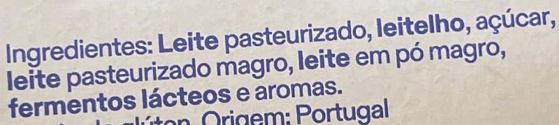 Foto da lista de ingredientes