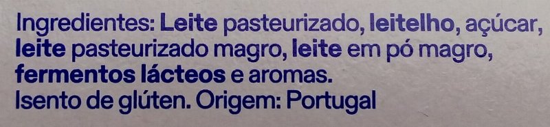 Foto da lista de ingredientes