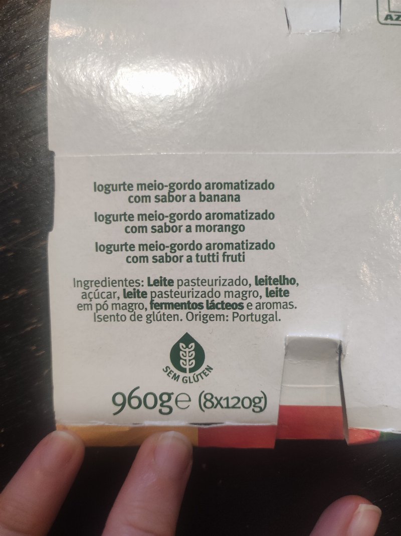 Foto da lista de ingredientes