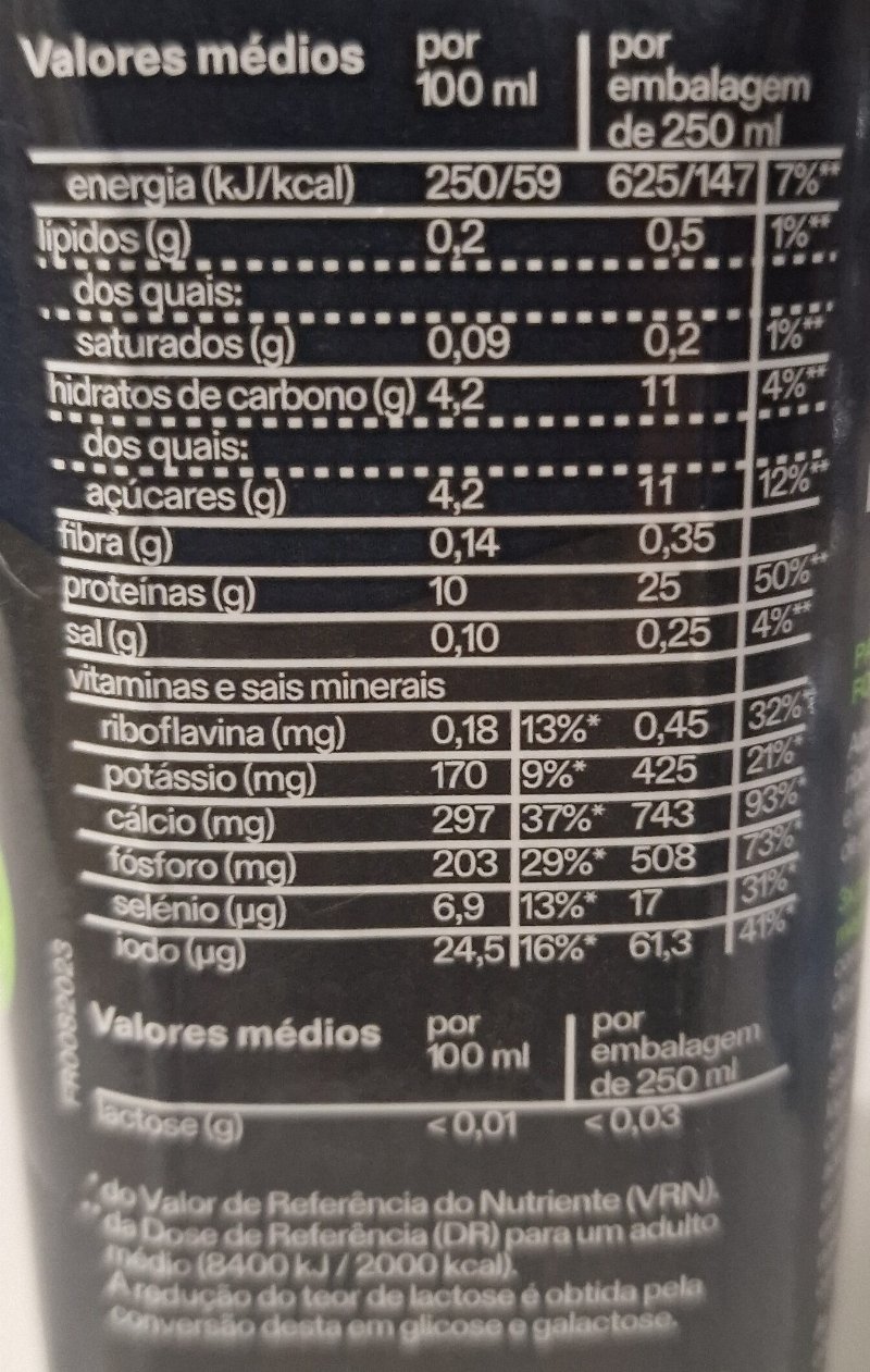 Foto da tabela nutricional