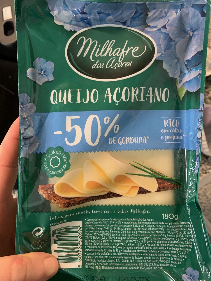 Foto da tabela nutricional