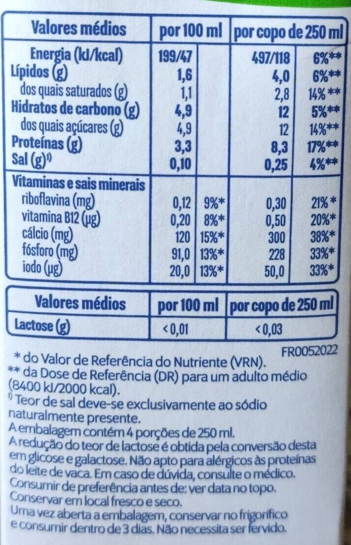 Foto da tabela nutricional