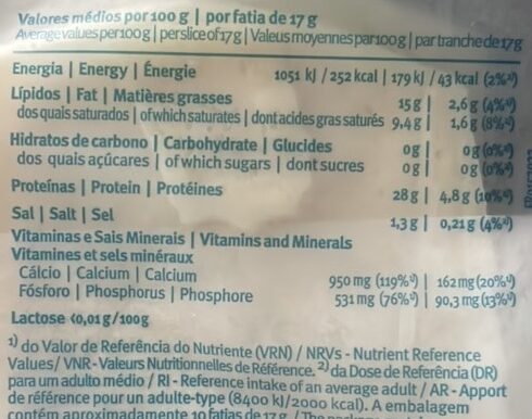 Foto da tabela nutricional