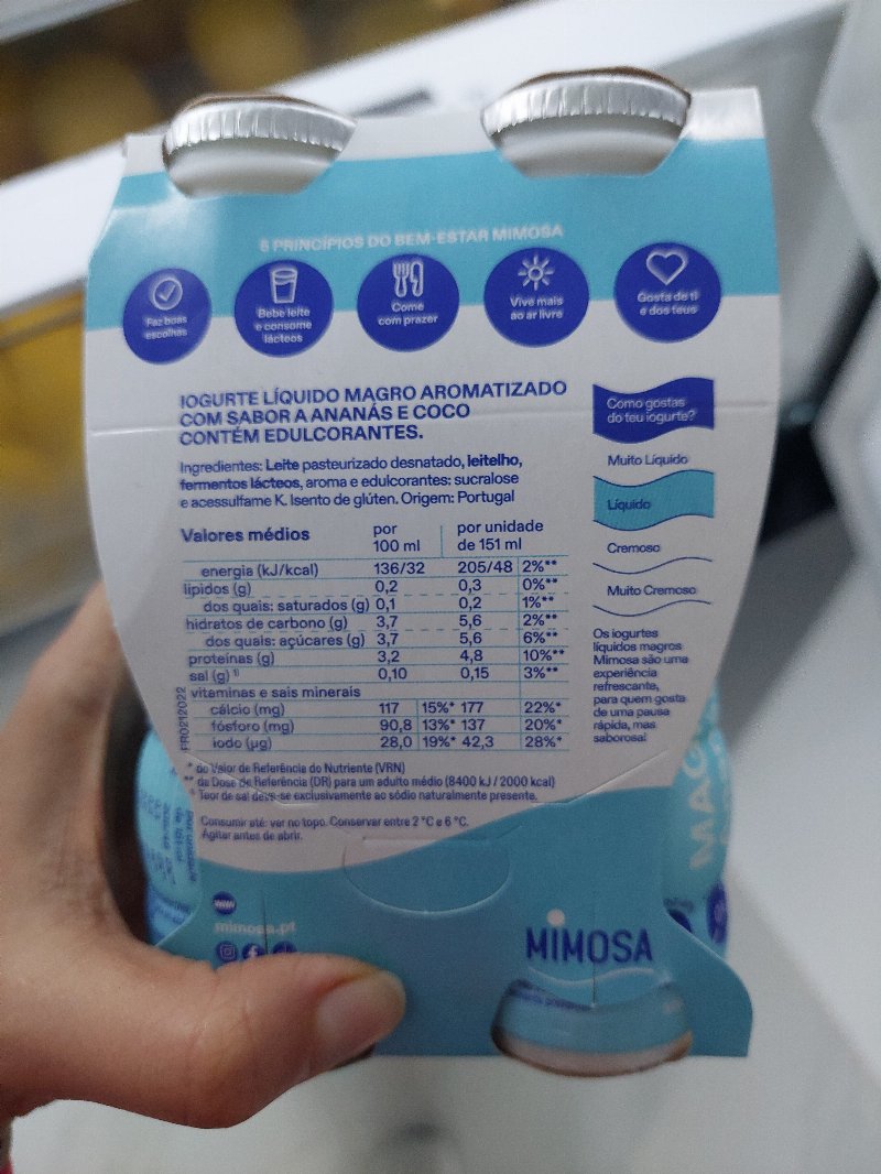 Foto da lista de ingredientes