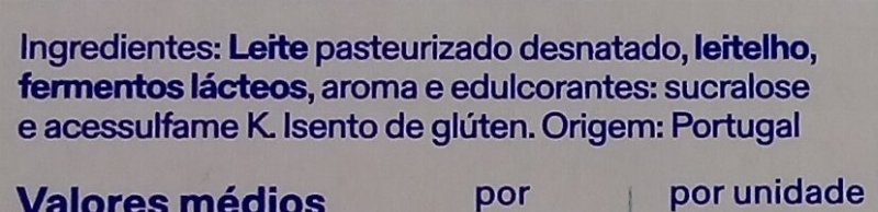 Foto da lista de ingredientes