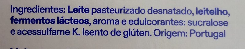 Foto da lista de ingredientes