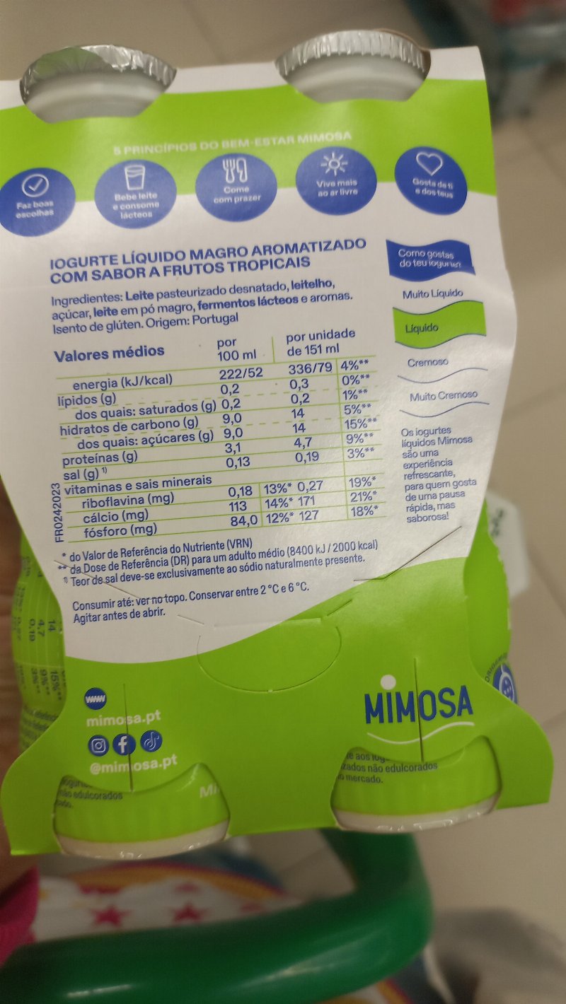 Foto da lista de ingredientes