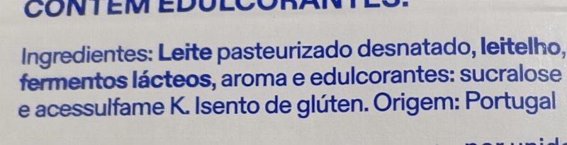 Foto da lista de ingredientes