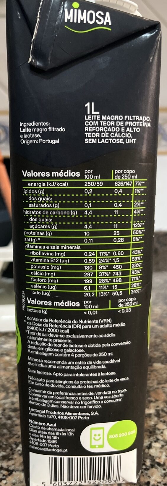 Foto da tabela nutricional