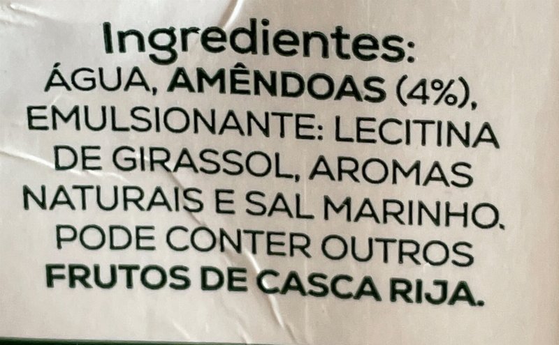 Foto da lista de ingredientes