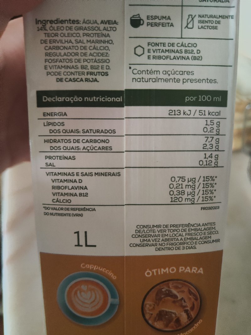 Foto da tabela nutricional