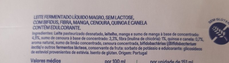 Foto da lista de ingredientes