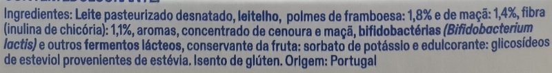 Foto da lista de ingredientes