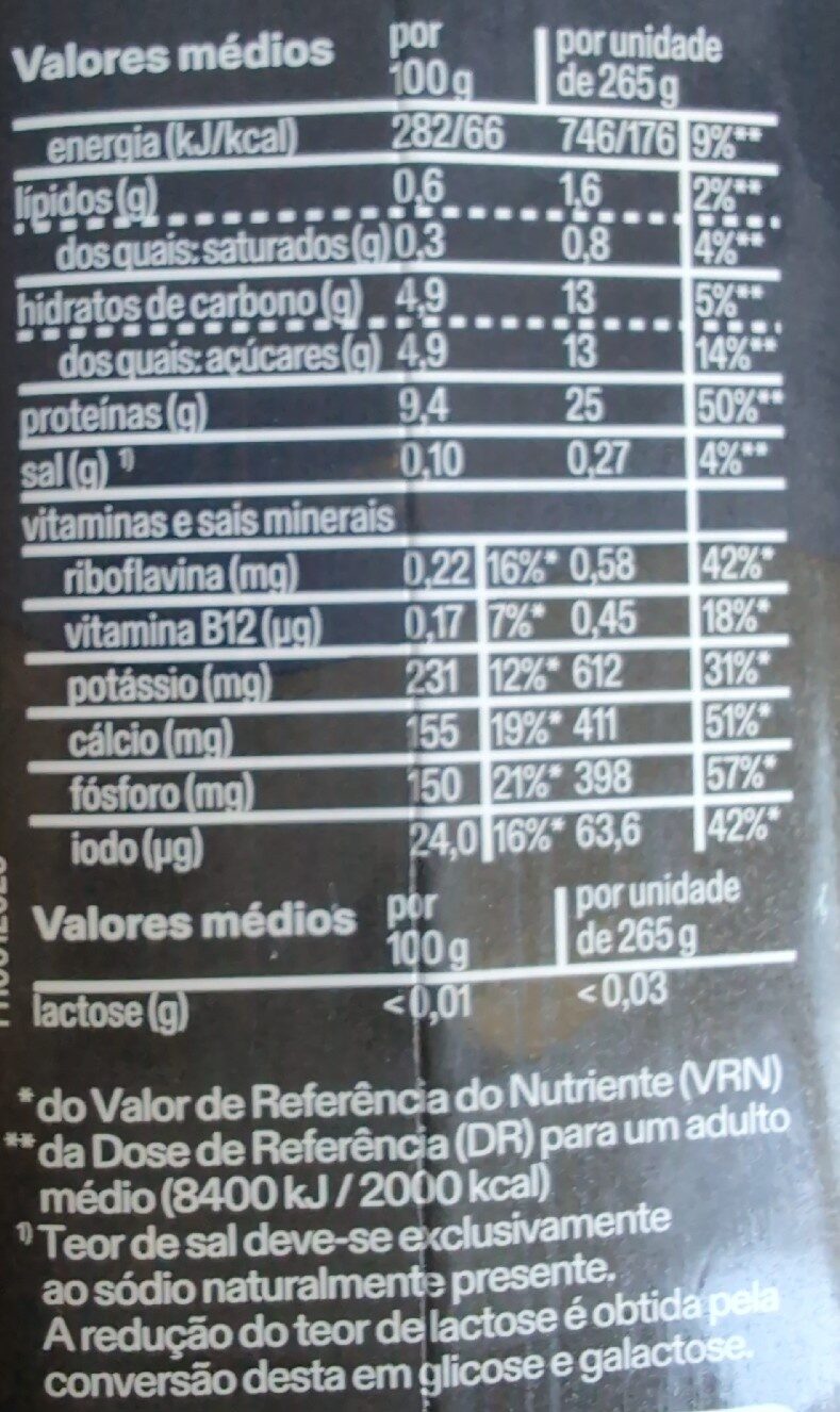 Foto da tabela nutricional