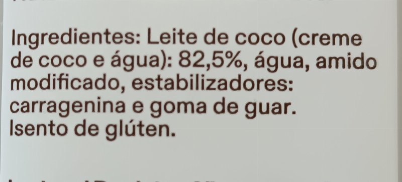 Foto da lista de ingredientes