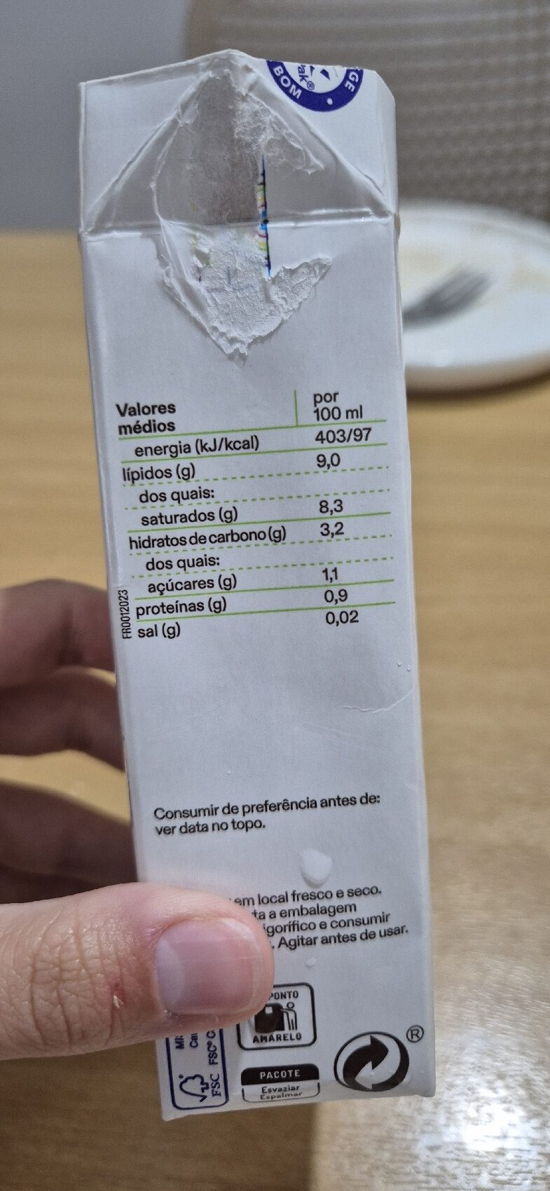 Foto da tabela nutricional