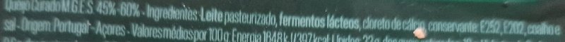 Foto da lista de ingredientes