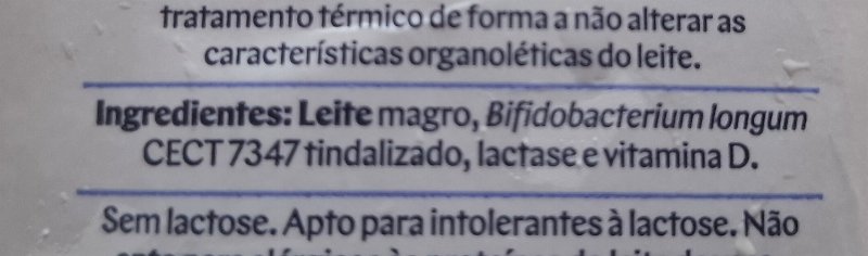 Foto da lista de ingredientes