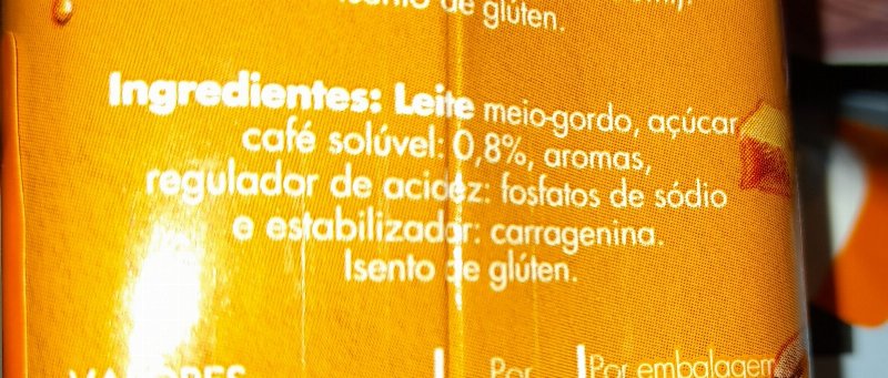 Foto da lista de ingredientes