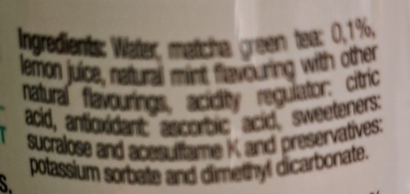 Foto da lista de ingredientes