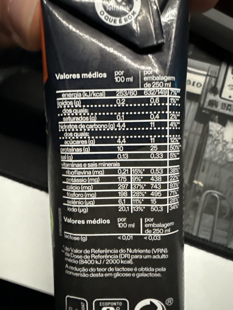 Foto da tabela nutricional