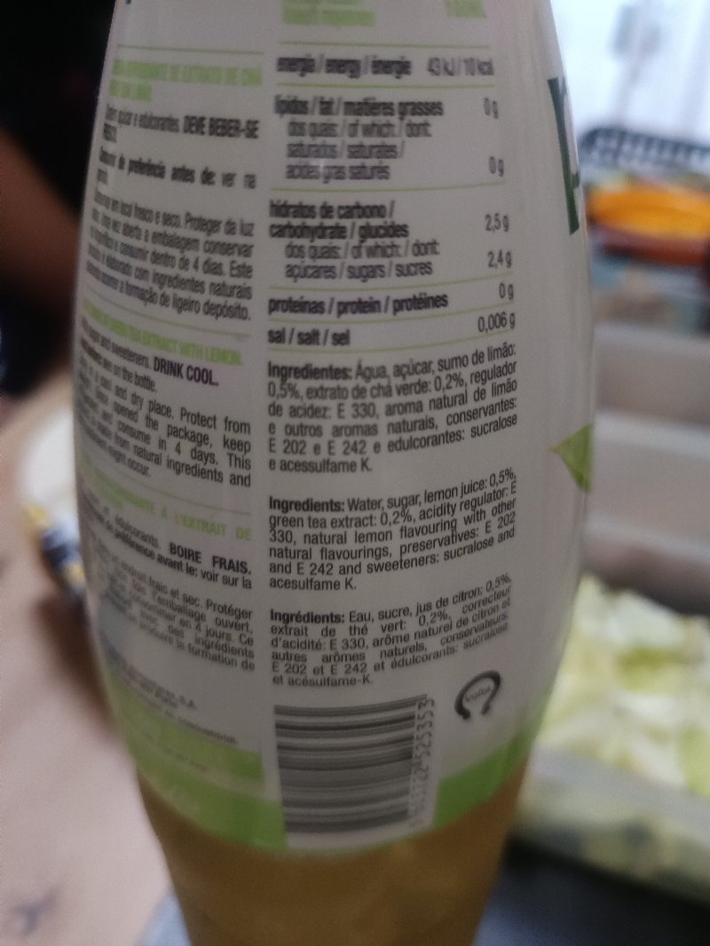 Foto da lista de ingredientes
