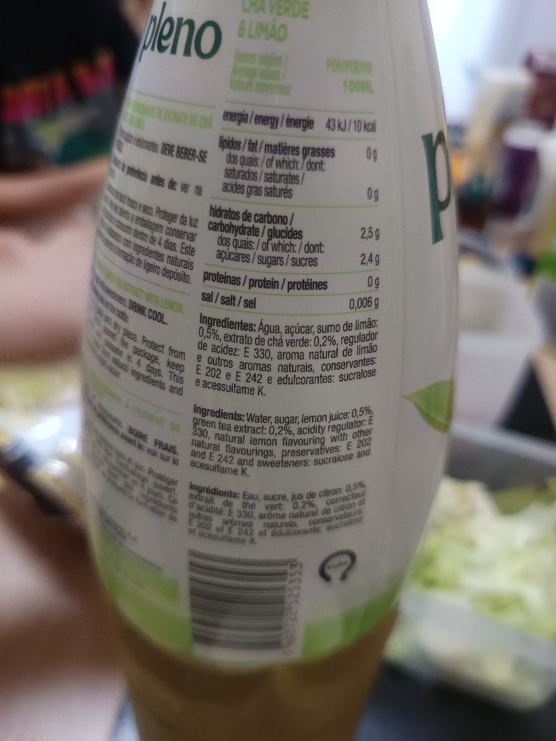 Foto da tabela nutricional