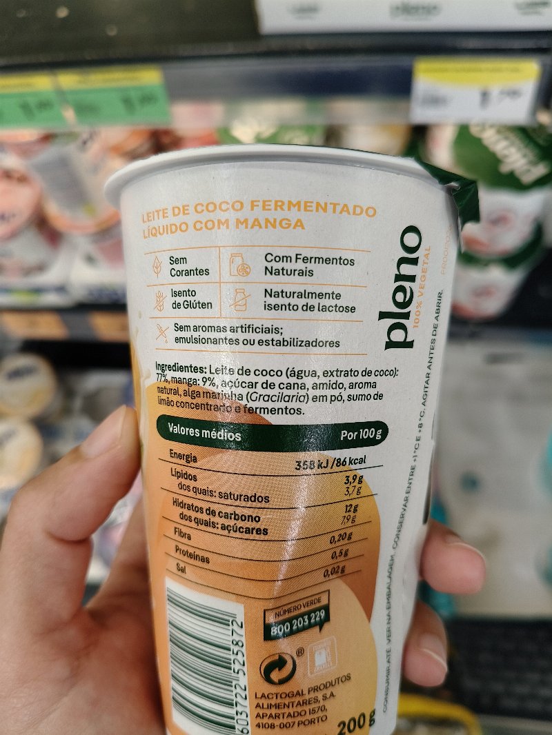 Foto da lista de ingredientes