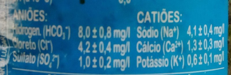 Foto da tabela nutricional