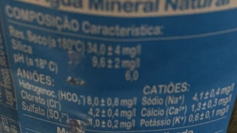 Foto da tabela nutricional