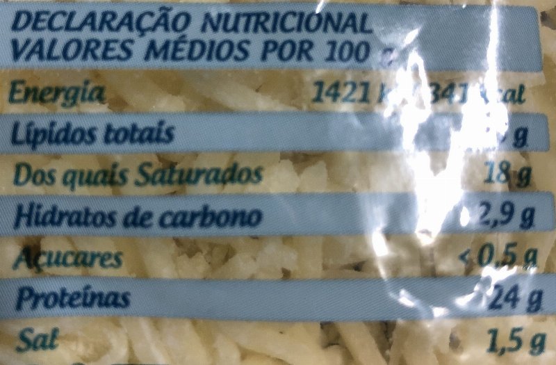 Foto da tabela nutricional