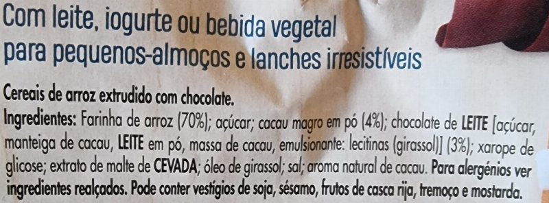 Foto da lista de ingredientes