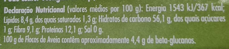 Foto da tabela nutricional