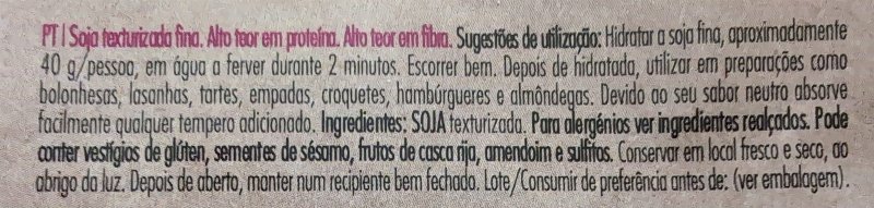 Foto da lista de ingredientes