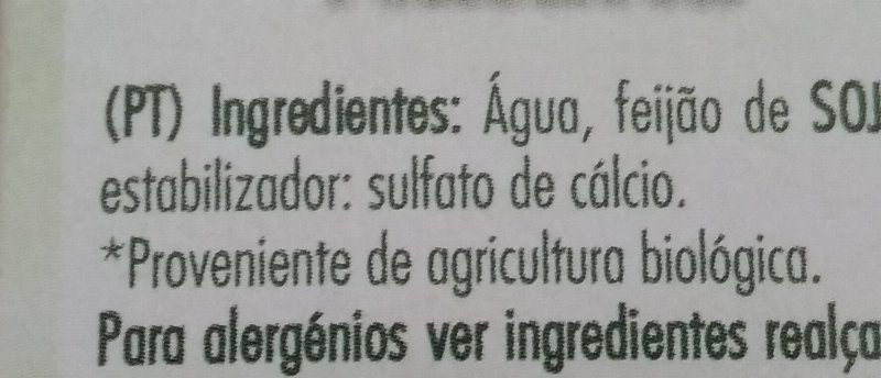 Foto da lista de ingredientes